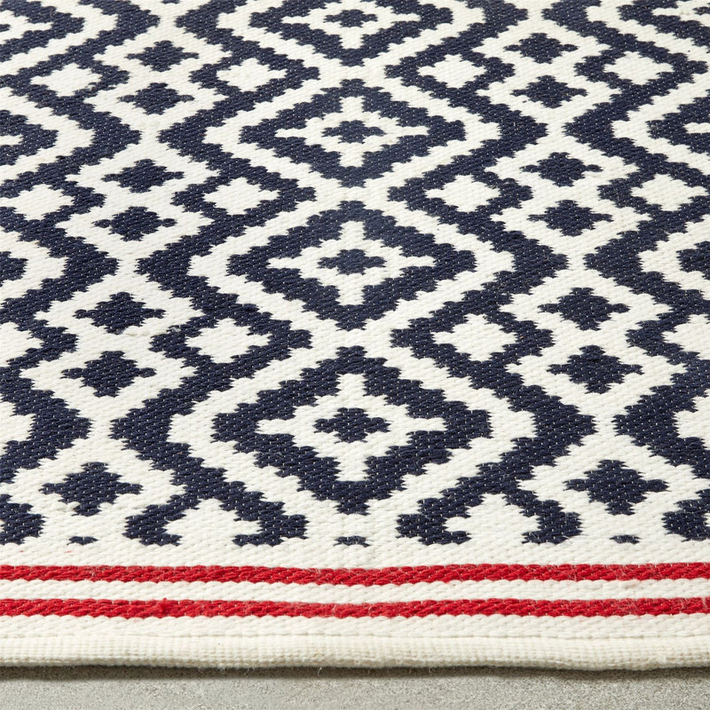 Aztec Geometric Outdoor Rugs in Navy Blue Red