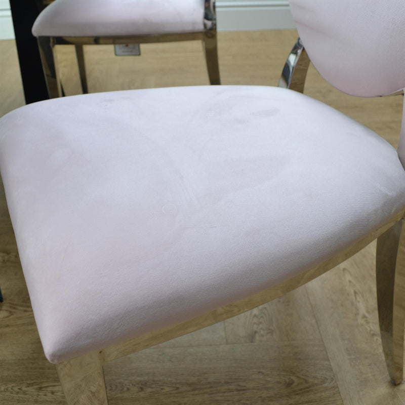 Caspian Round Back Soft Pink Velvet Dining Chair