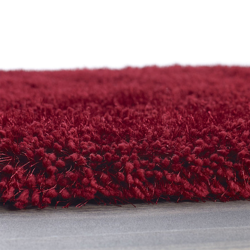Chicago Shaggy Modern Plain Rugs in Red