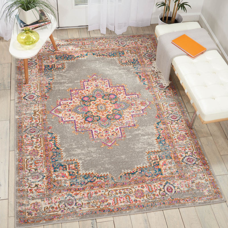 Passion Traditional Medallion Persian Rugs PSN03 in Grey