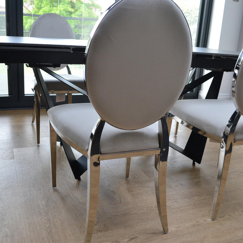 Caspian Round Back Ivory Velvet Dining Chair