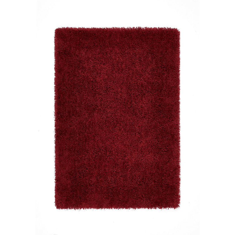Chicago Shaggy Modern Plain Rugs in Red