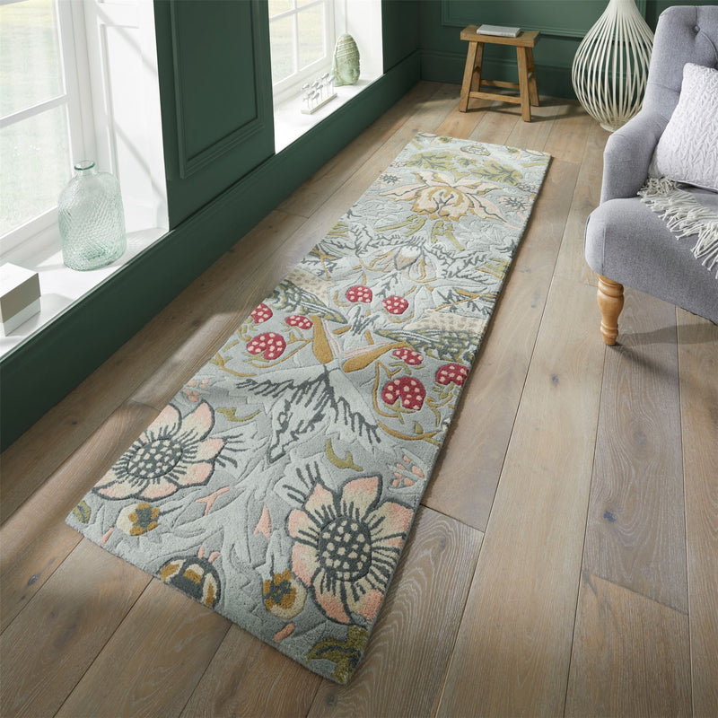 Strawberry Thief 027718 Runner Rugs in Slate by William Morris