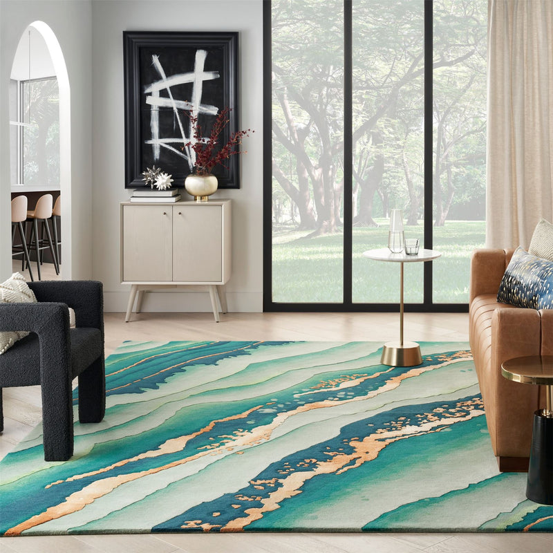 Prismatic Abstract Rugs PRS30 by Nourison in Emerald Green