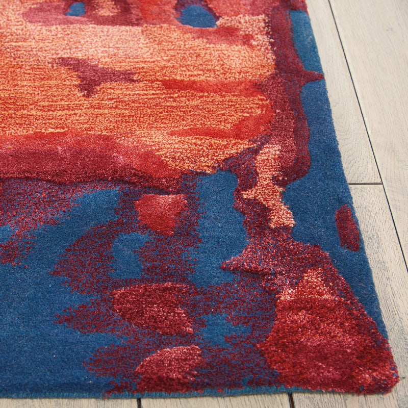 Prismatic Modern Abstract Rugs in PRS13 Blue Flame Red by Nourison