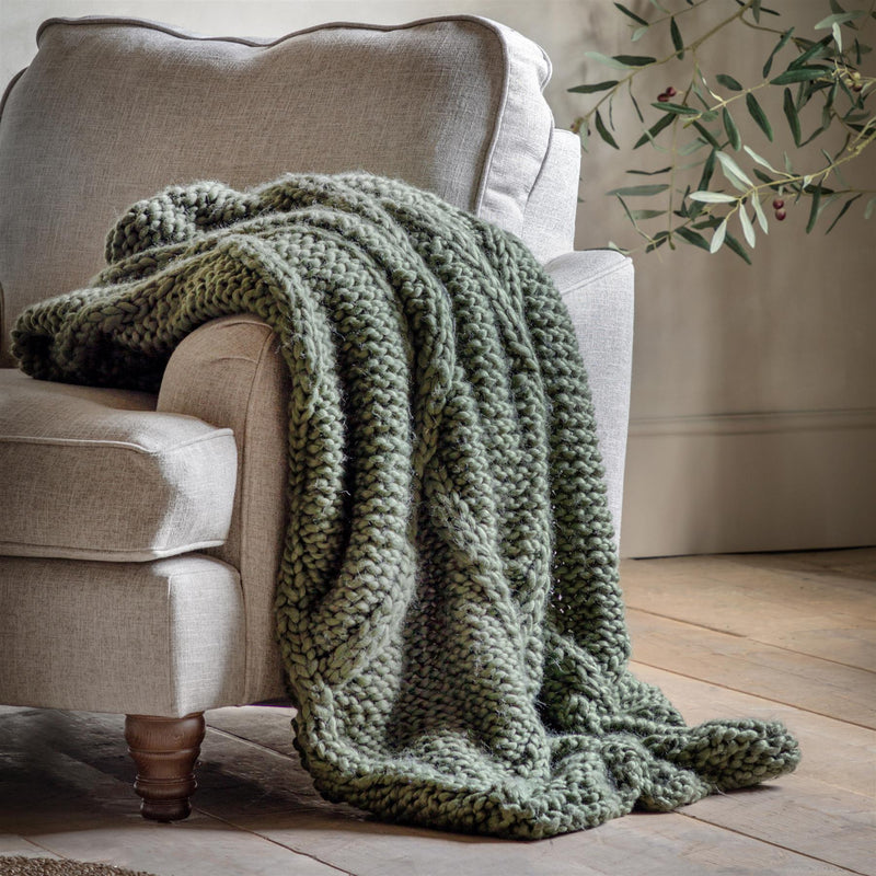 Dream Weave Cable Knit Diamond Throw