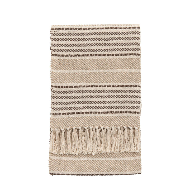 Nature Loom Cotton Throw in Natural Beige Brown