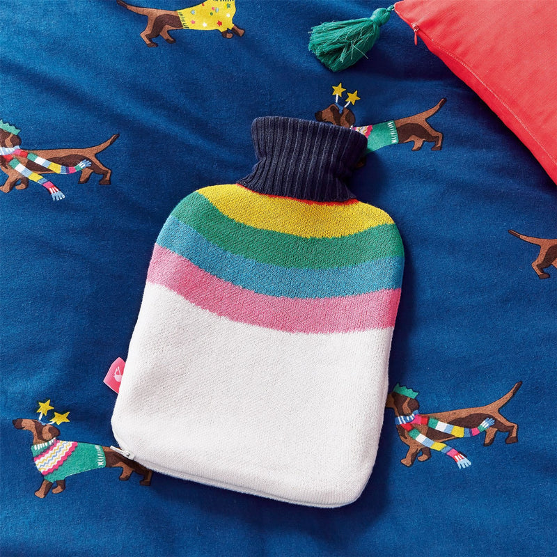 Rainbow Stripe Hot Water Bottle and Cover by Joules in Multi