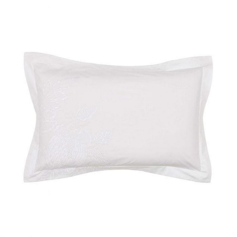 Cantaloupe Embroidered Designer Bedding and Pillowcase By Sanderson in Ivory White
