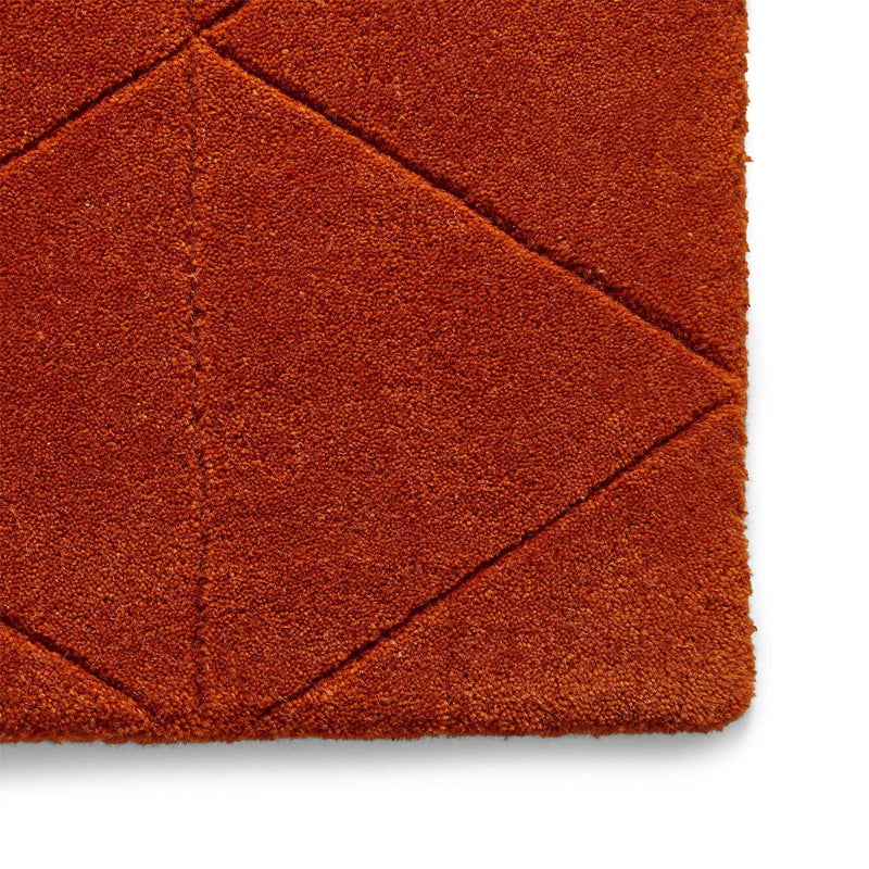 Kasbah KB2025 Geometric Wool Rugs in Terracotta Orange