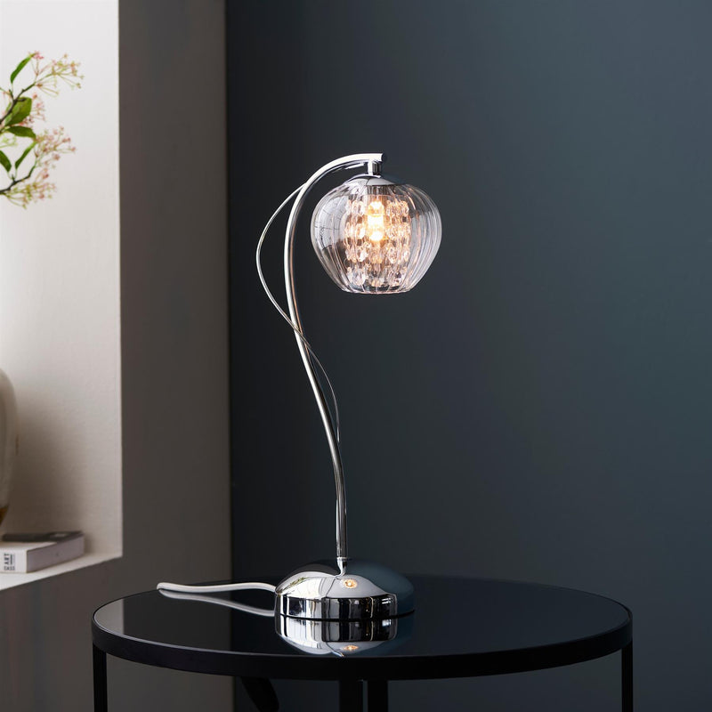 Seraphina Ribbed Glass Table Lamp in Chrome