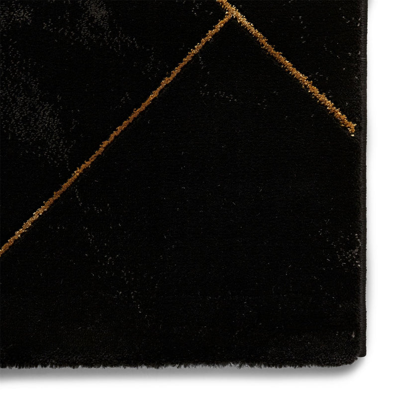 Craft 23299 Marble Effect Rugs in Black Gold
