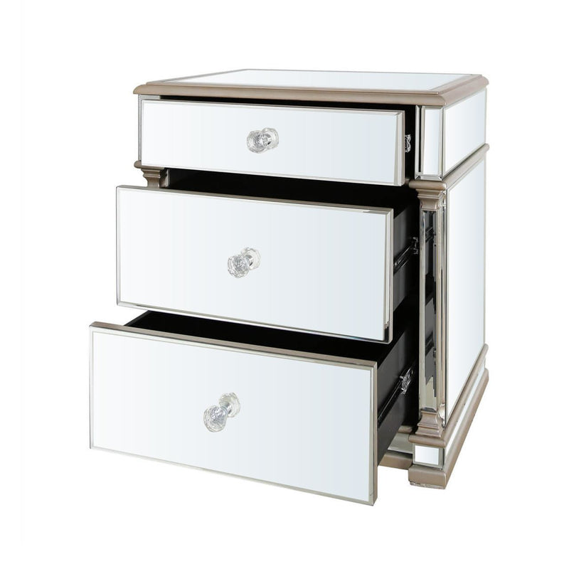 Everleigh Champagne Mirrored 3 Drawer Cabinet