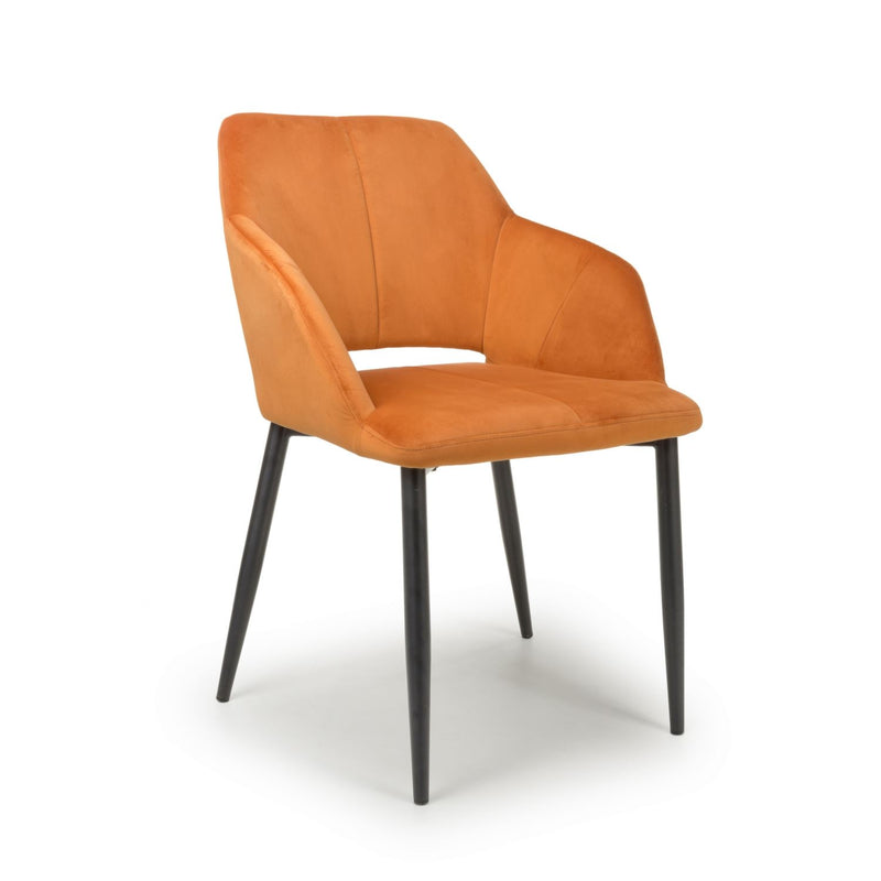 Nora Brushed Velvet Burnt Orange Dining Chair set of 2