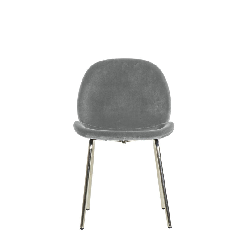 Sora Light Grey Velvet Dining Chair with Silver Legs Set of 2