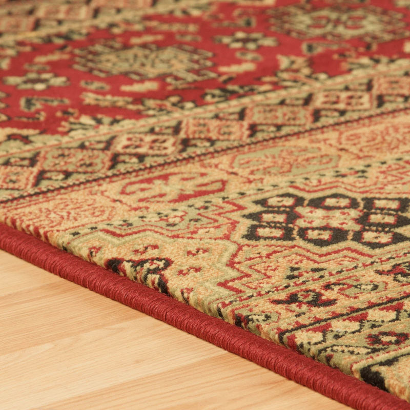 Kendra 135R Traditional Persian Stripe Rugs in Red