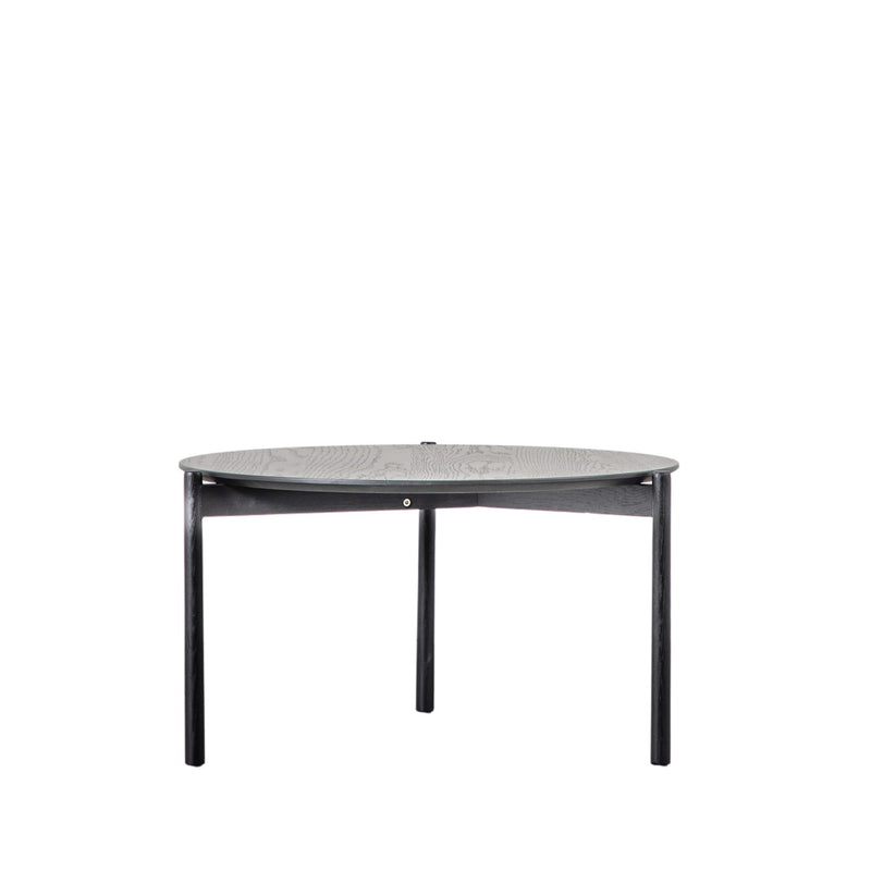 Thorley Round Oak Wood Coffee Table in Black