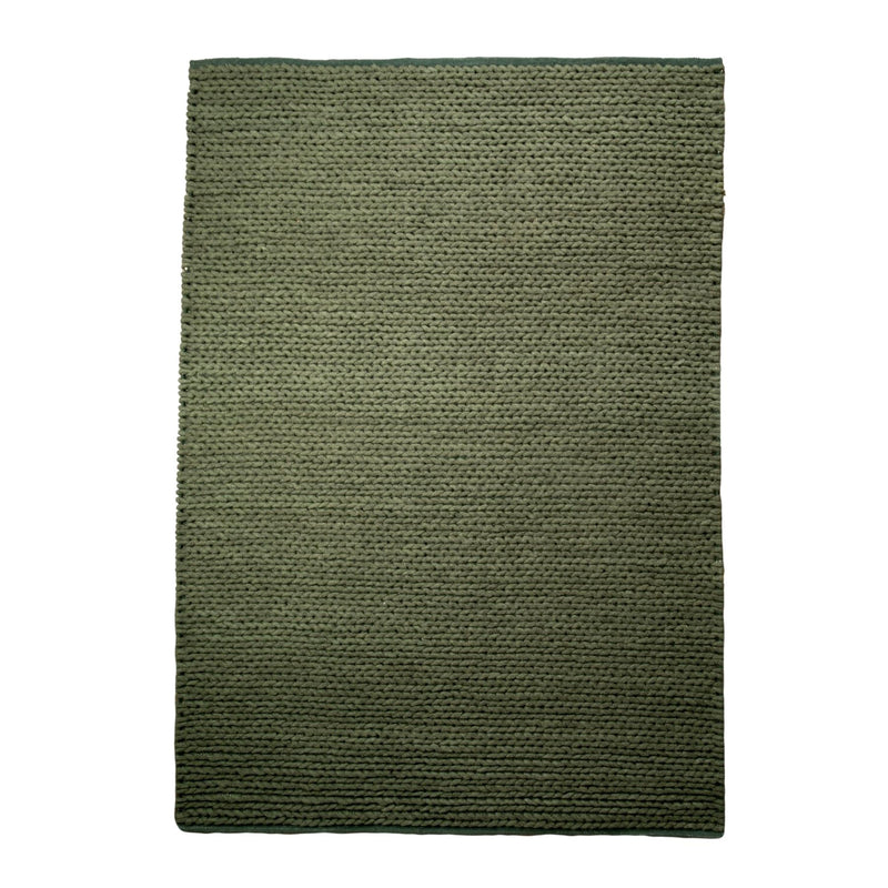 Anise Chunky Knit Wool Rugs in Green