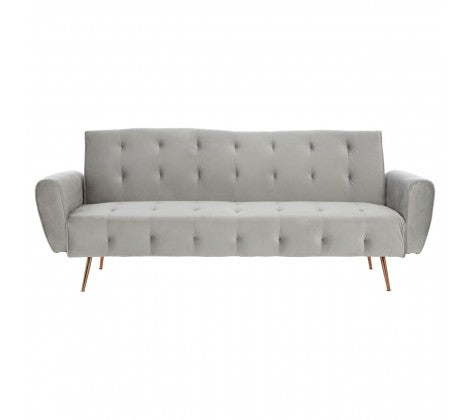 Buttoned Grey Velvet Sofa Bed