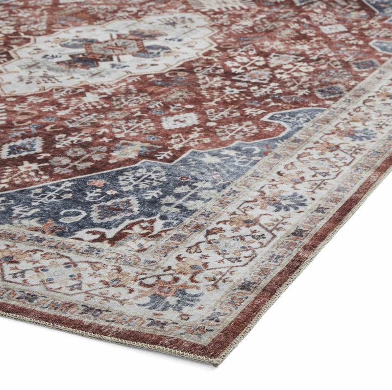 Tabriz H1156 Traditional Distressed Medallion Rugs in Red