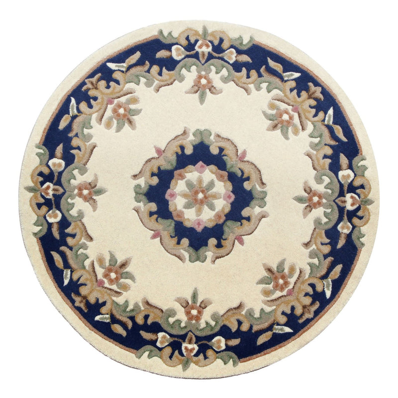 Royal Aubusson Circular rugs in Cream Blue