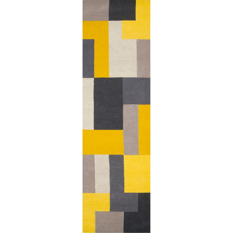 Modern Geometric Lexus Wool Hallway Runner Rugs in Yellow