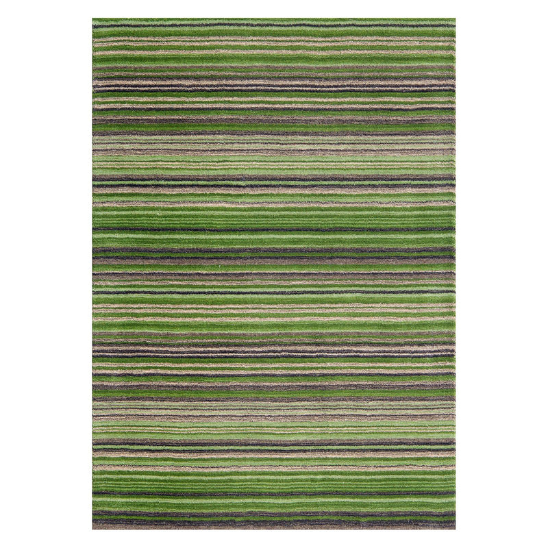 Carter Modern Stripe Wool Rugs in Green