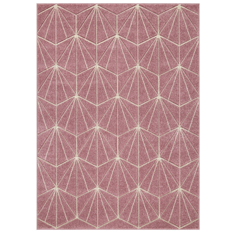 Portland 750 P Geometric Carved Rugs in Pink Cream