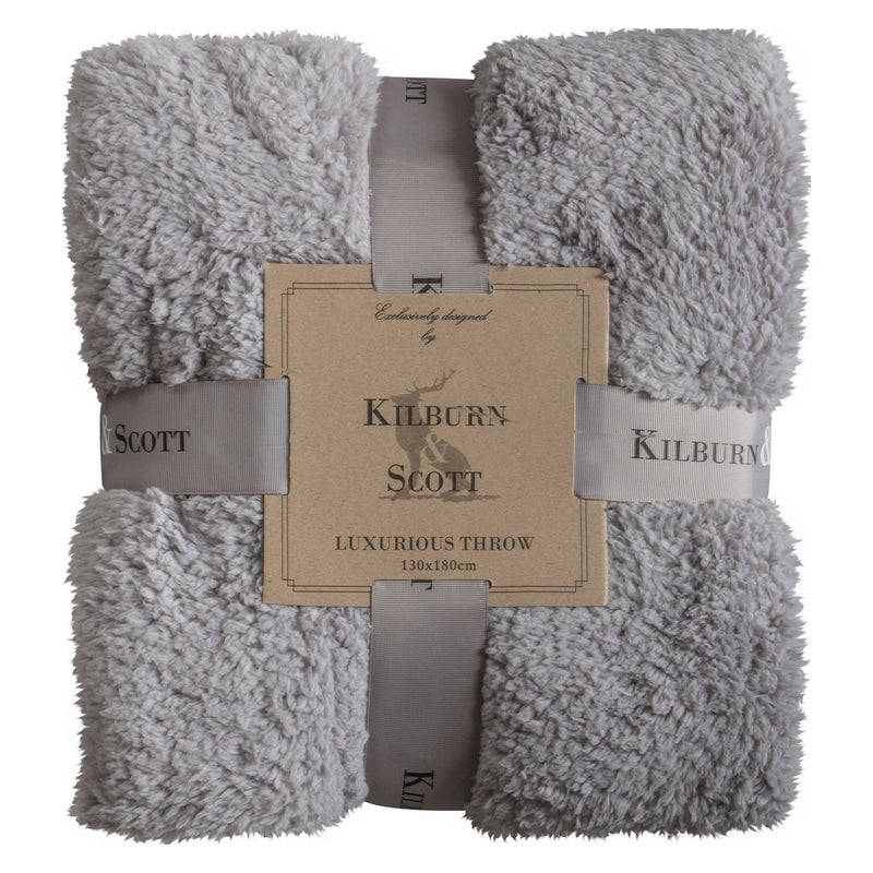 Luxurious Kilburn & Scott Fleece Throw in Silver Grey