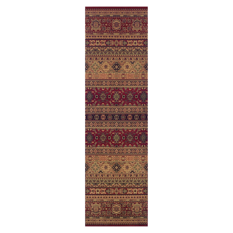 Kendra 135R Traditional Persian Stripe Hallway Runner Rug in Red