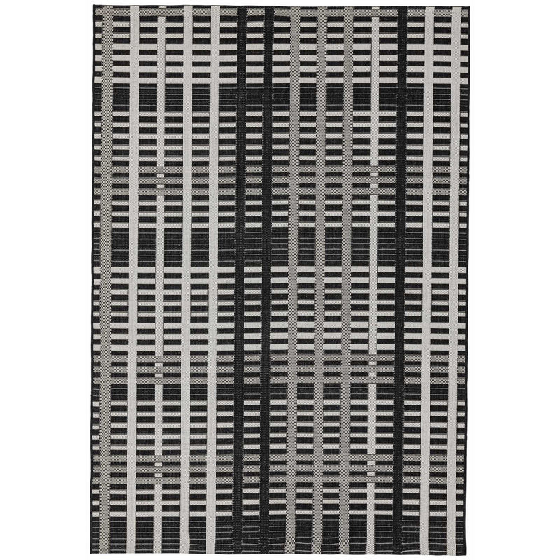 Patio PAT22 Geometric Grid Outdoor Rugs in Black