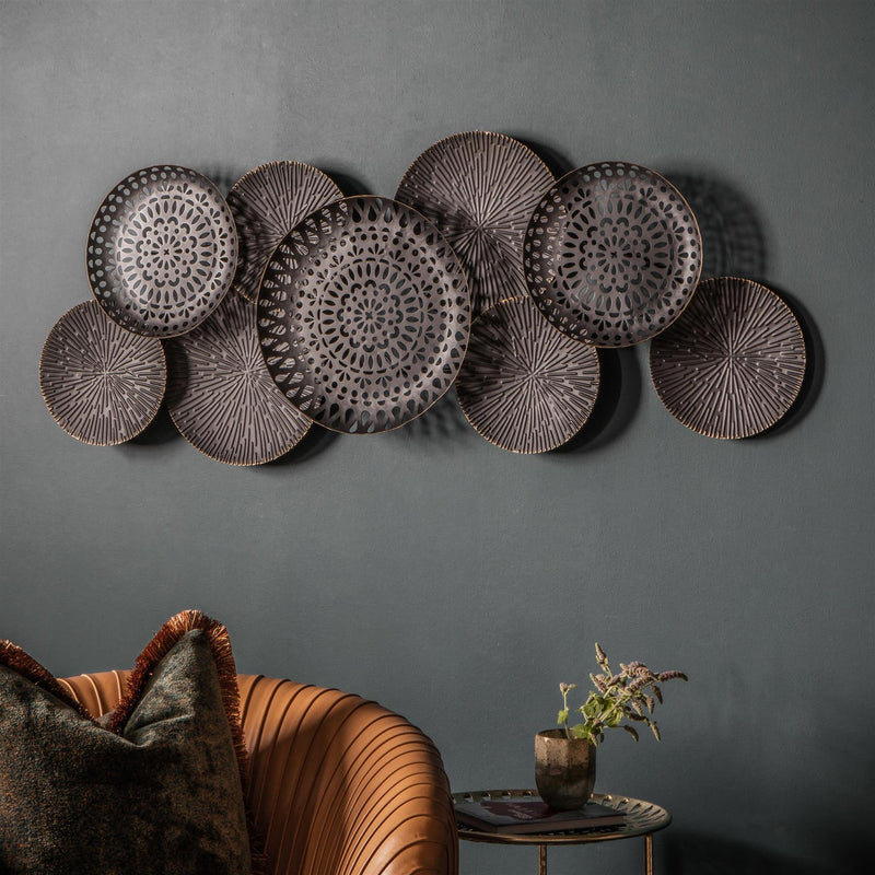 Amos Metal Circle Wall Art with Distressed Finish