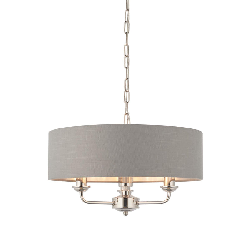 Halliday Bright Nickel 3 Pendant Light with Charcoal Grey Shade