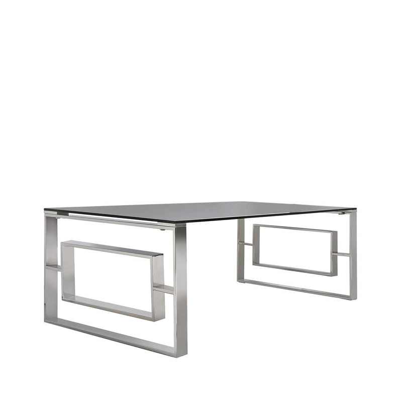 Vivian Stainless Steel Silver Smoked Glass Coffee Table