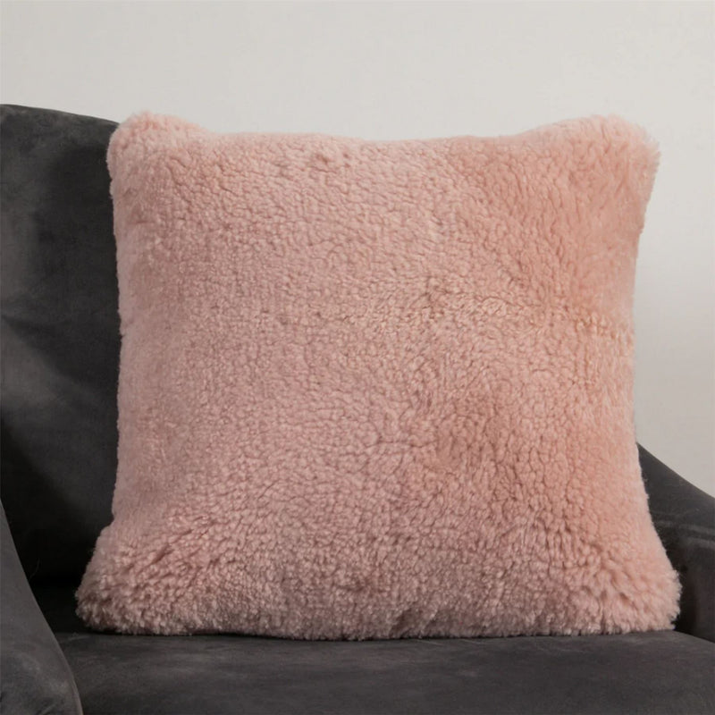 Talia Plain Sheepskin Cushion in Pink