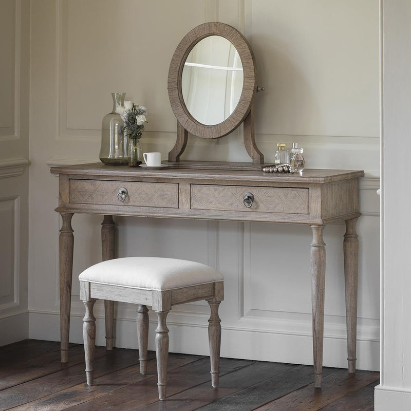 Bryndle Wood Dressing Stool with Linen Seat