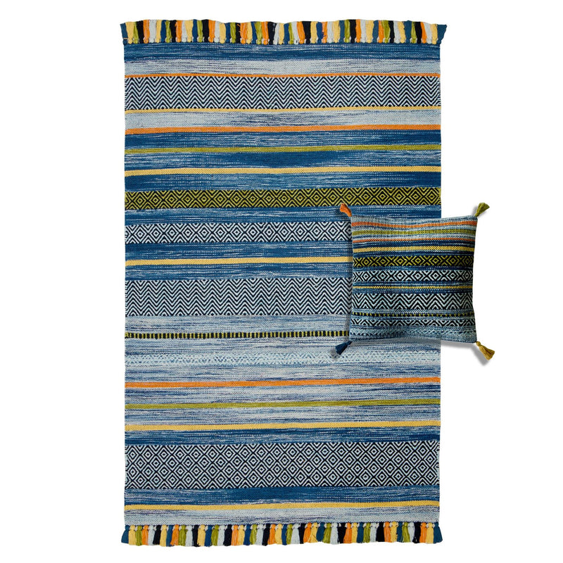 Kelim Twin Pack Cushion Covers in Stripe Blue