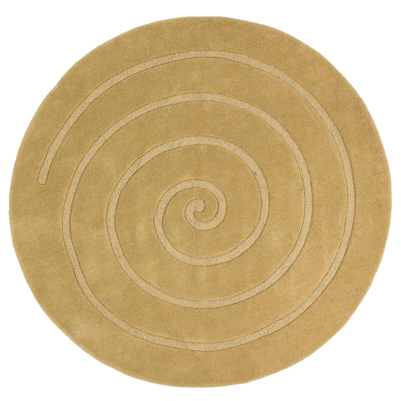 Spiral Circular Round Wool Rugs in Gold