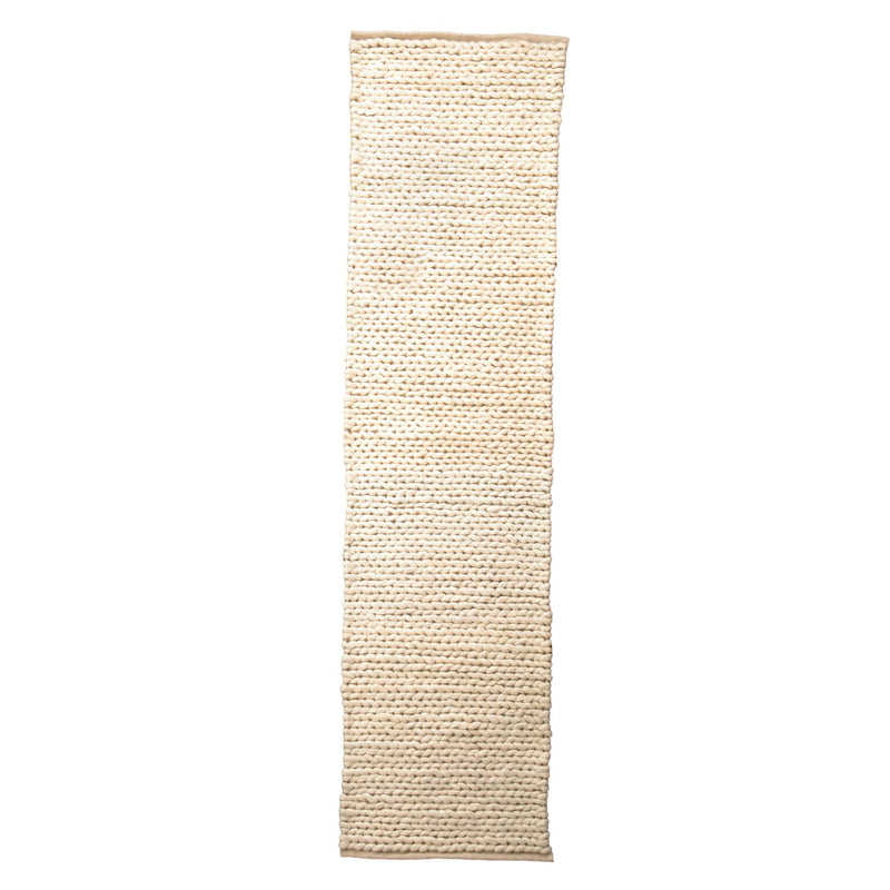 Anise Chunky Knit Wool Runner Rugs in Cream