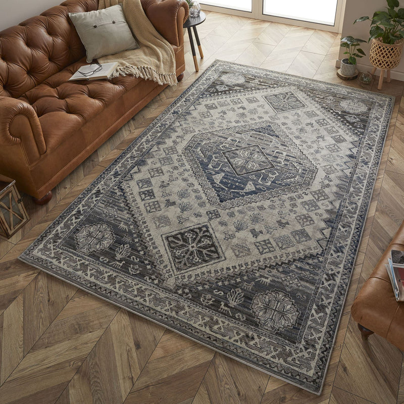 Kendra 2603 H Traditional Medallion Rugs in Blue