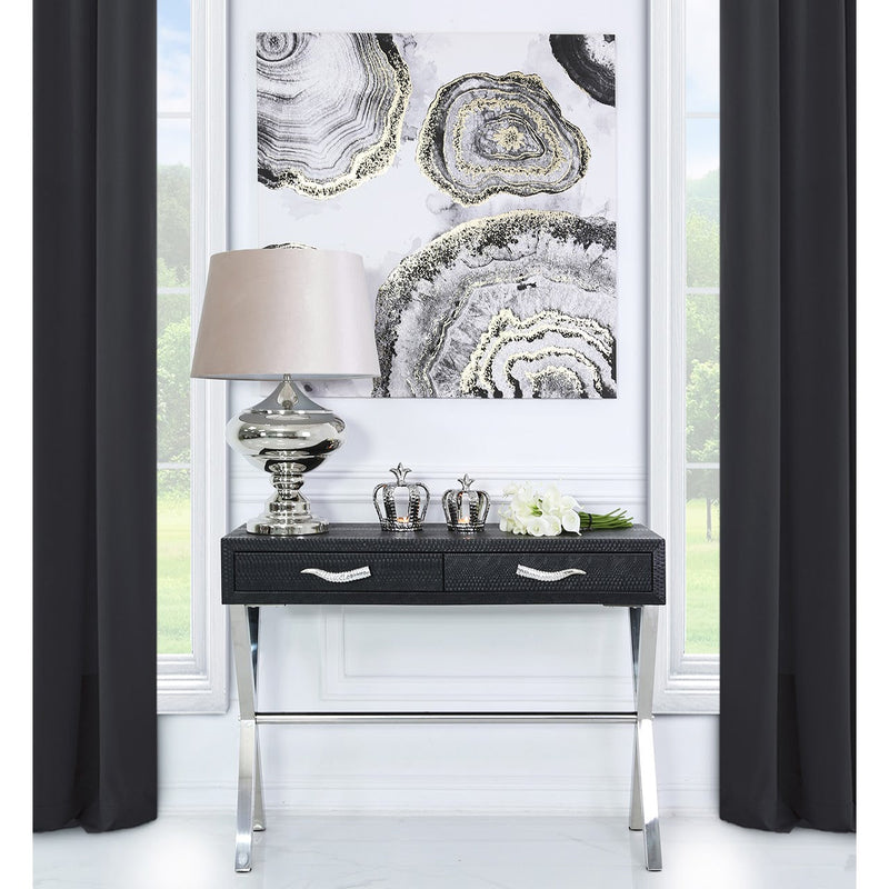 Black Faux Snakeskin Console Table