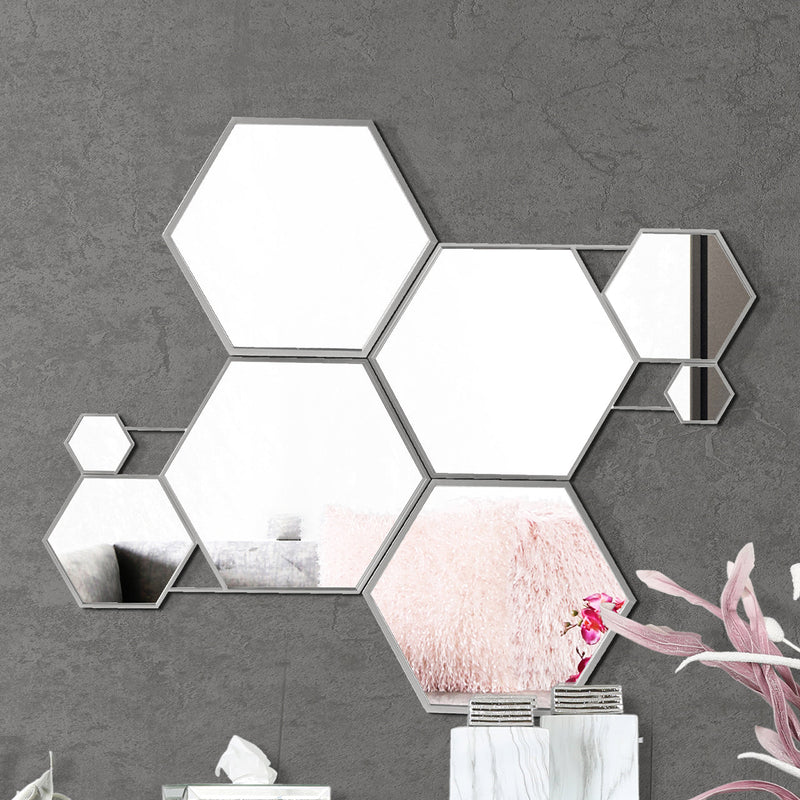 Silver Hexagons Mirror