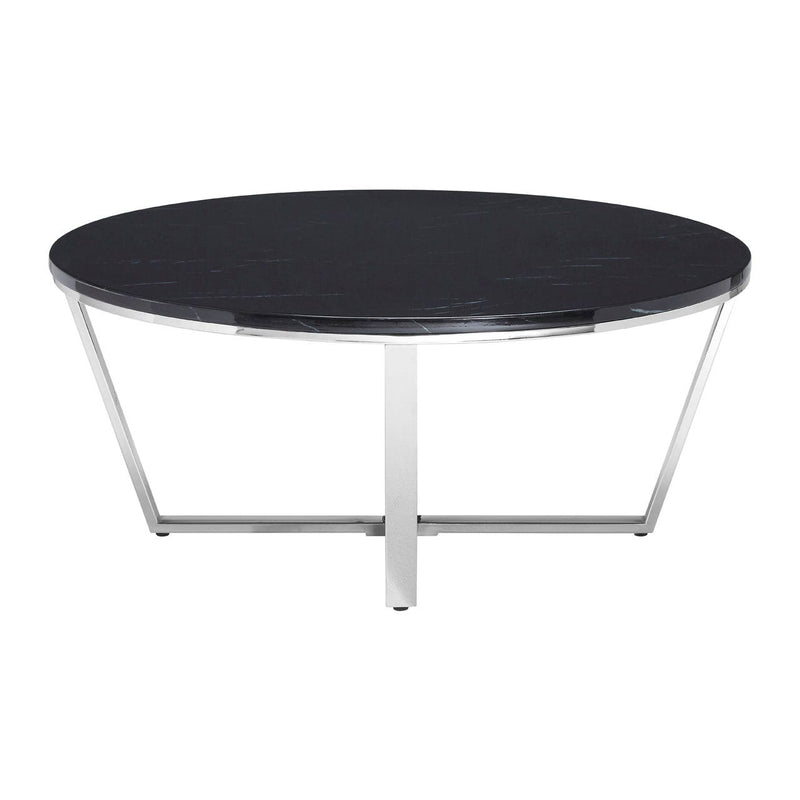 Round Black Marble Effect Coffee Table