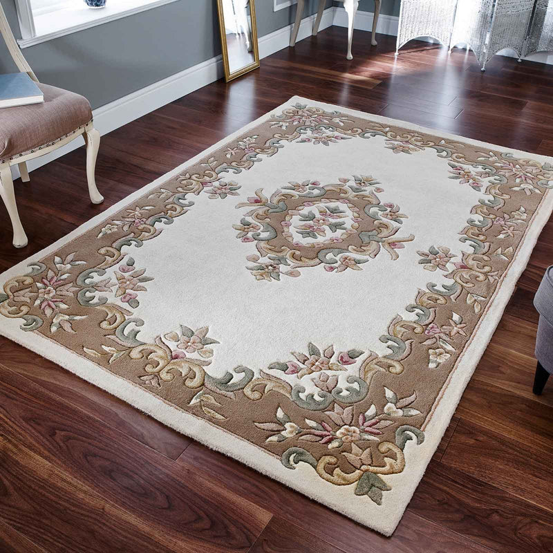 Royal Aubusson Traditional Wool rugs in Beige Cream