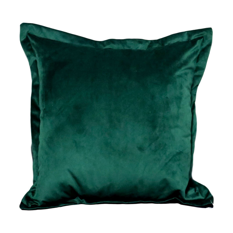 Windsor Velvet Border Cushion in Dark Green