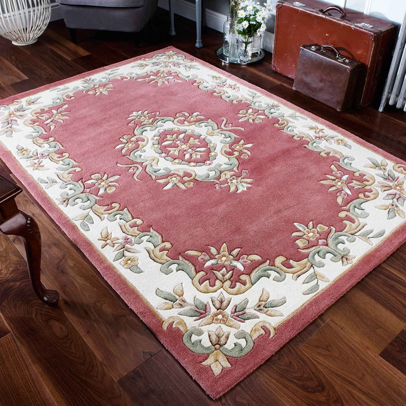 Royal Aubusson Traditional Wool rugs in Rose Pink