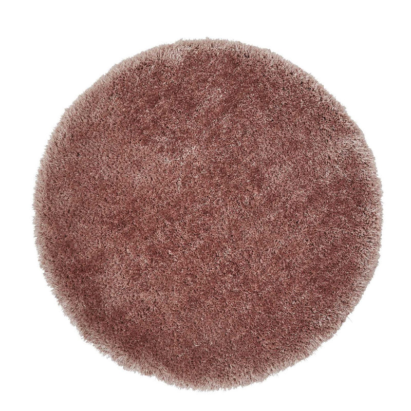 Montana Shaggy Round Circle Rugs in Rose Pink