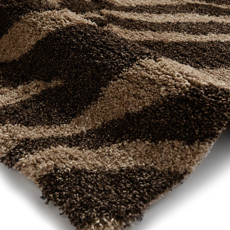 Deep Soft Shaggy Pile Animal Print Carpet Portofino Rugs M289 in Brown and Beige