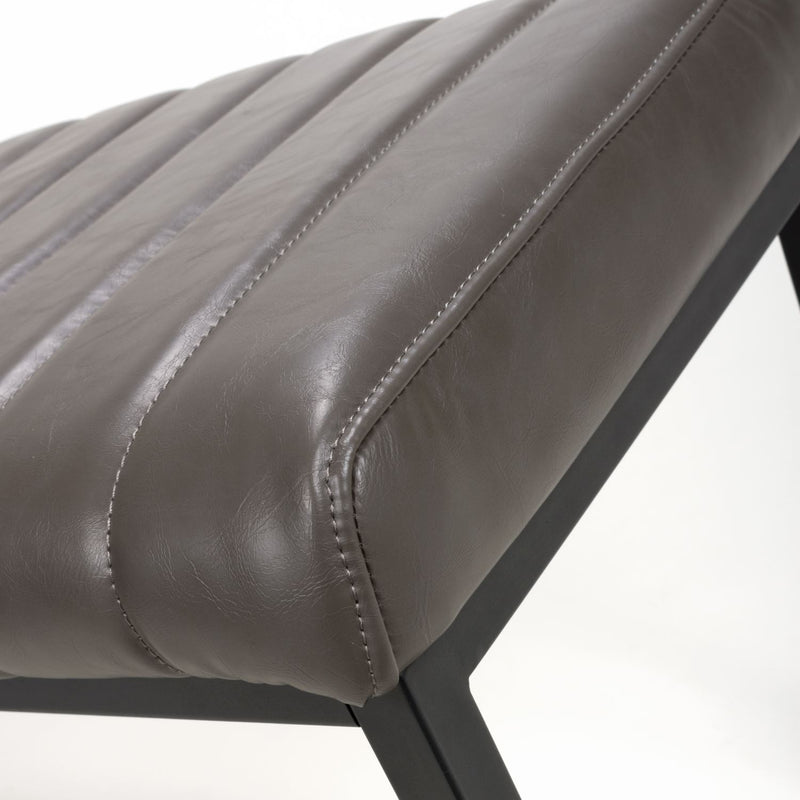 Ashford Leather Effect Grey Bench