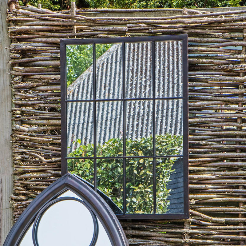 Zora Outdoor Garden Grid Mirror in Black